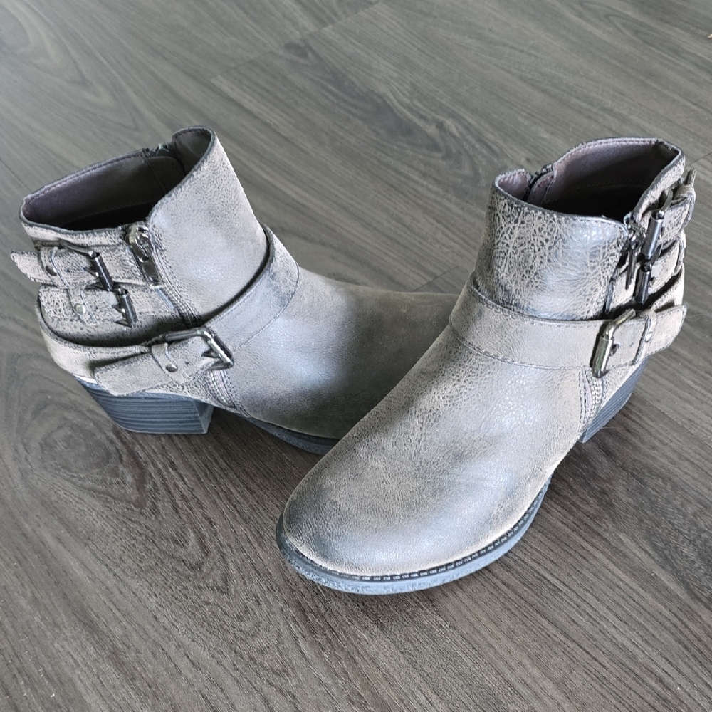 Sonoma Taupe Ankle Boots with Double Buckle